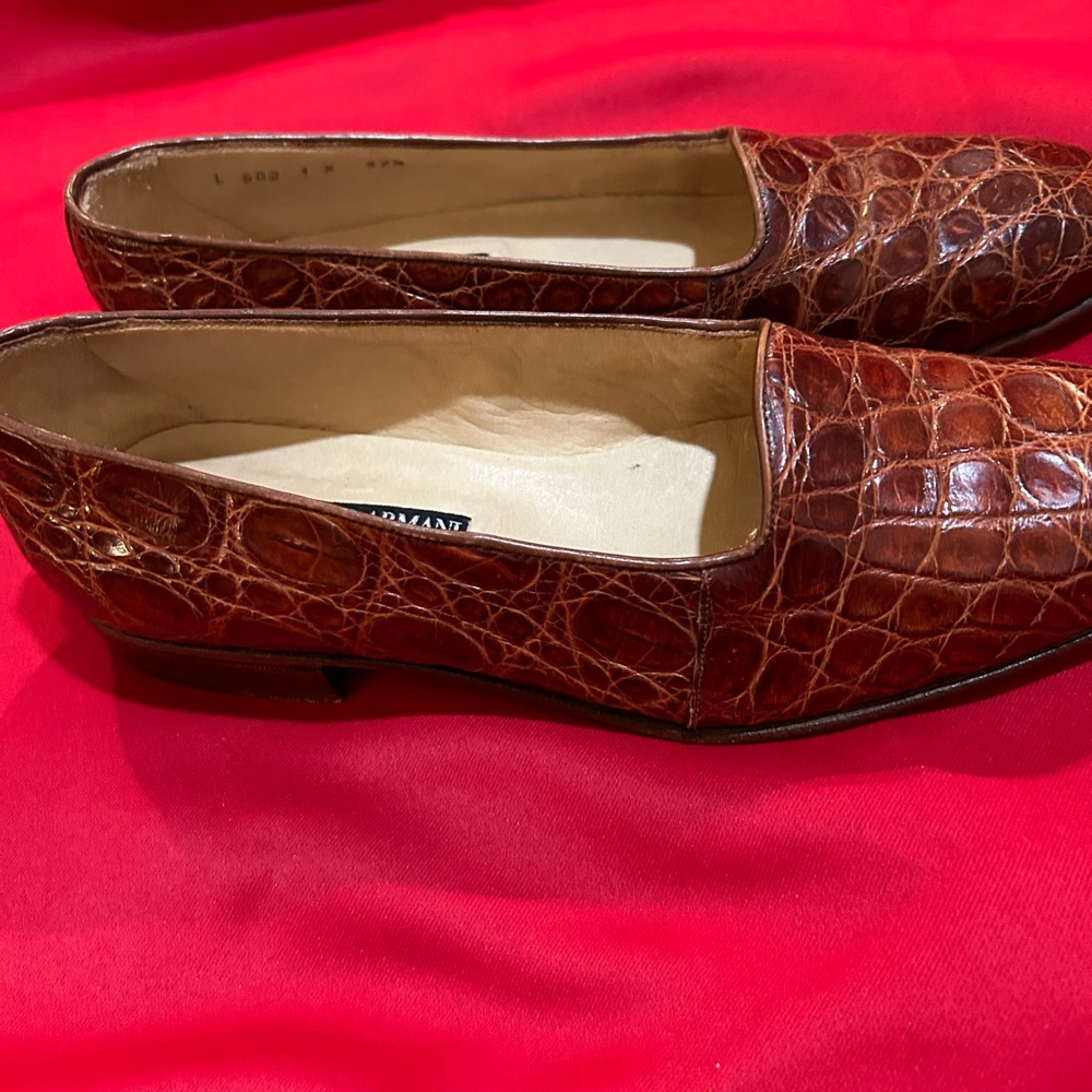 Vintage 1990s GIORGIO ARMANI Reptile Leather Slip On Loafers sz 37.5 - Picture 4 of 4